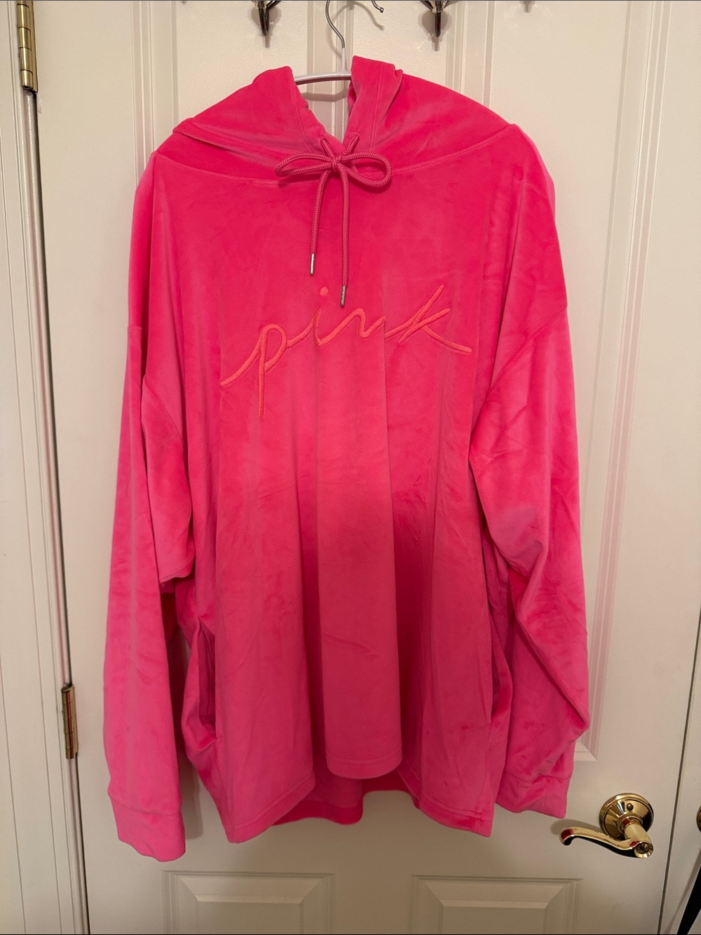 PINK Victoria's Secret Hot Pink Velour Hoodie